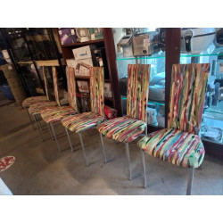 LOT DE 6 CHAISES FER TISSU