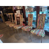 LOT DE 6 CHAISES FER TISSU