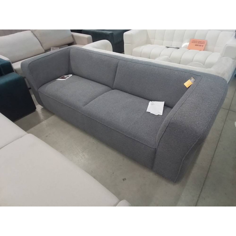 BANQUETTE 3 PLACES TISSU GRIS HABITAT OLYA