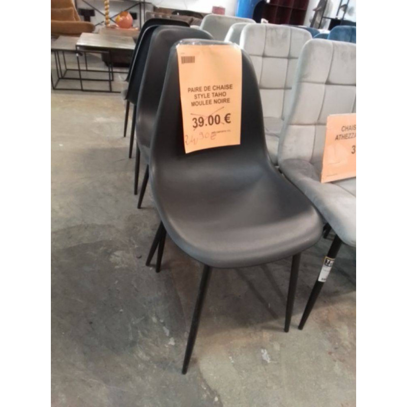PAIRE DE CHAISE STYLE TAHO MOULEE NOIRE 