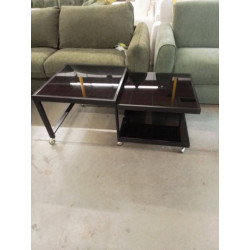 TABLE BASSE FER VERRE DOUBLE