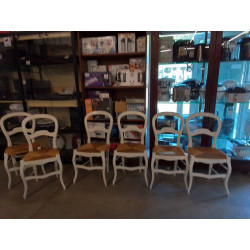 LOT 6 CHAISES BOIS PAILLE 