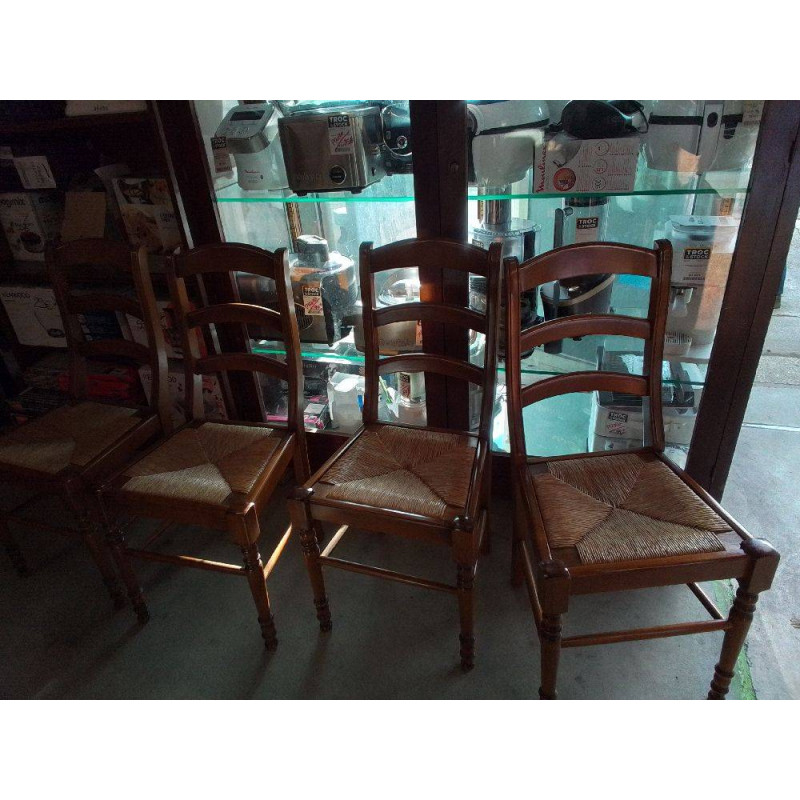 LOT DE 4 CHAISES PAILLE