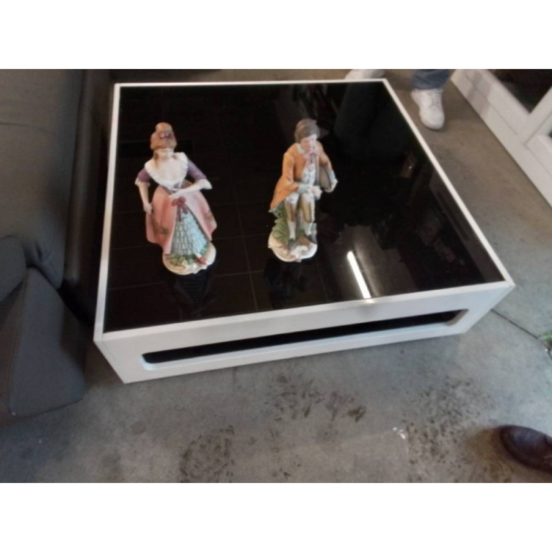 TABLE BASSE BLC VERRE NOIR