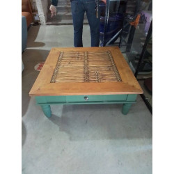 TABLE BASSE 1 TIROIR VERRE