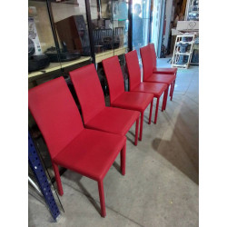 LOT DE 6 CHAISES ROUGE