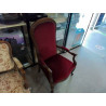 FAUTEUIL VOLTAIRE BOIS TISSU BORDEAUX 