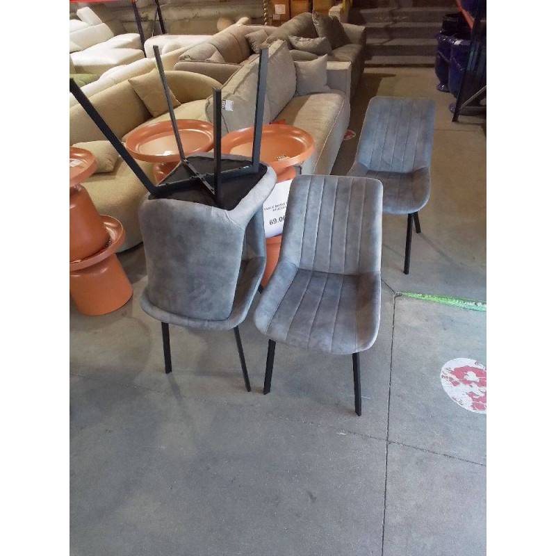 LOT DE 4 CHAISES TISSU GRIS