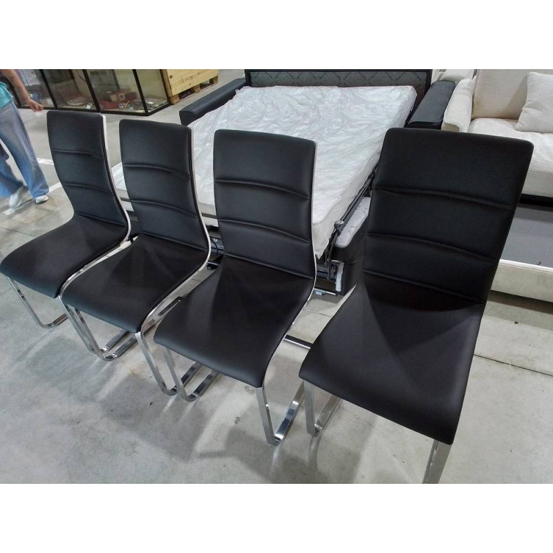LOT DE 4 CHAISES SIMILI LAQUE 