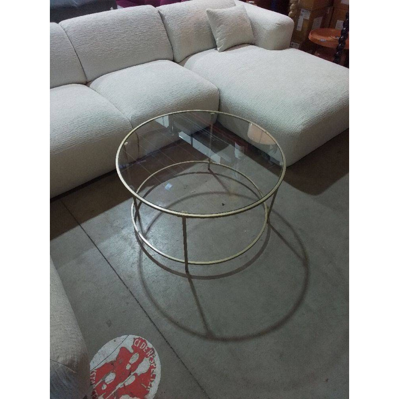 TABLE BASSE RONDE VERRE DORÉE 