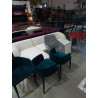 LOT DE 4 CHAISES ACCOUDOIRS VELOURS BLEU 
