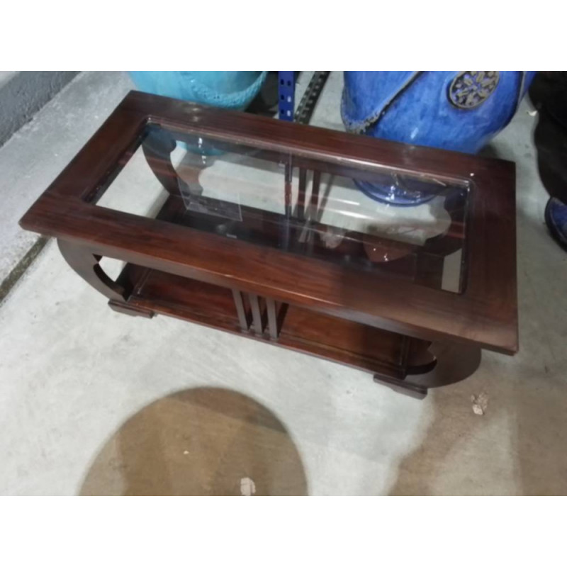 TABLE BASSE BOIS VERRE 
